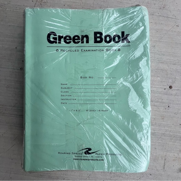 Pack of 50 Roaring Spring Green Book Recycled Examination 11” x 8.5" - Picture 2 of 3